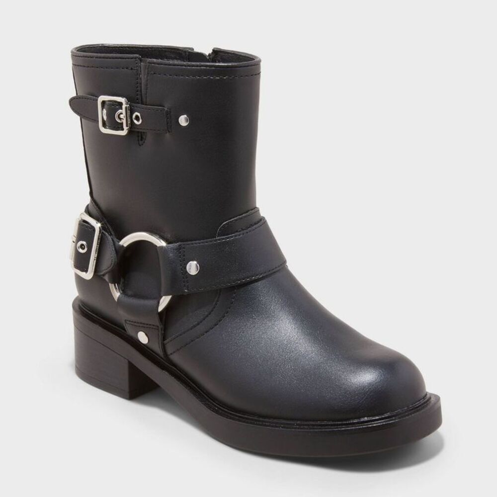 Women's Connor Harness Buckle Ankle Boots - Universal Thread Black 10